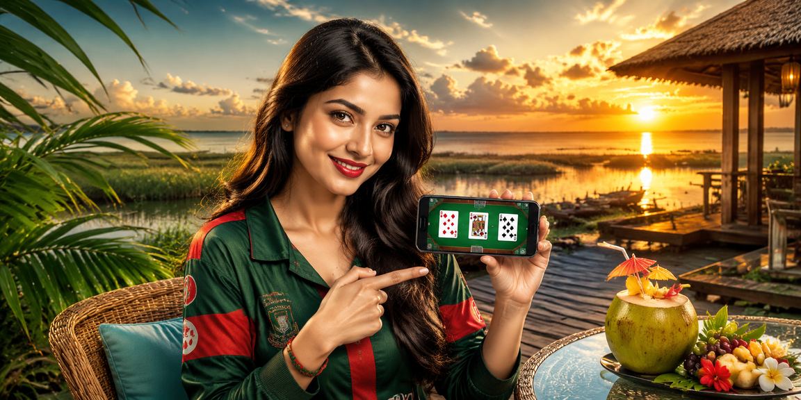 তাংগুয়ার হাওরে একজন মডেল মোবাইলে ক্রিকেট বেটিং করছেন নিরাপদে